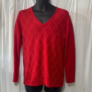 Tommy Hilfiger red V-neck longsleeve sweater size M
